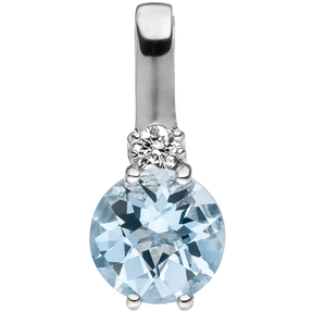 Anhänger mit Aquamarin hellblau blau & Diamant Brillant 585 Gold Weißgold