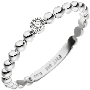 Ring Goldring Kugelring mit Diamant Brillant 0,02 Ct. Solitär 585 Gold Weißgold