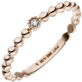 Ring Goldring Kugelring mit Diamant Brillant 0,02 Ct. Solitär 585 Gold Rotgold