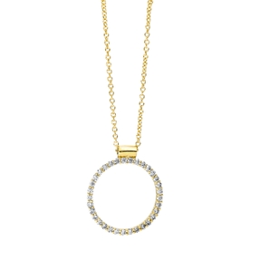 Collier Kreis aus 750 Gold Gelbgold 33 Brillanten 0,27ct TW-SI L:42cm