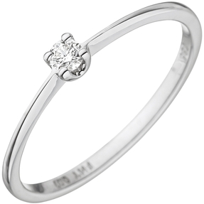 Solitär Damen-Ring mit Diamant Brillant 0,07 Ct. 585 Gold Weißgold Diamantring