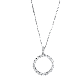 Collier Kreis aus 750 Gold Weißgold 25 Diamanten 0,75ct TW-SI L:45cm