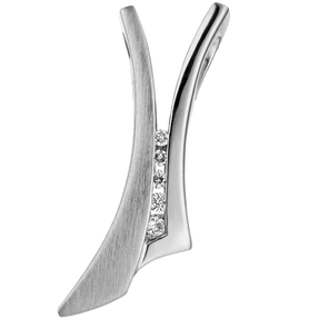 Anhänger mit 5 Diamanten Brillanten 585 Gold Weißgold teilmattiert Goldanhänger Anhänger mit 5 Diamanten Brillanten 585 Gold Weißgold teilmattiert Goldanhänger
