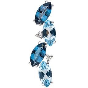 Anhänger 4 Blautopase blau spitzoval 2 Diamanten Brillanten 585 Gold Weißgold