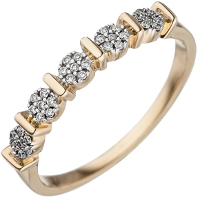 Damen-Ring mit 35 Diamanten Brillanten 585 Gold Gelbgold Diamantring Goldring