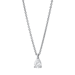 Solitaire Collier Tropfen 750 Weißgold Diamant Tropfen-Schliff 0,2ct TW-SI L:45cm