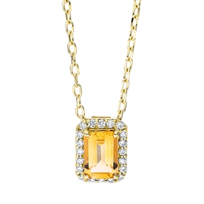 Collier aus 750 Gelbgold Citrin 0,52ct gelb 20 Brillanten 0,1ct TW-SI L:45,7cm