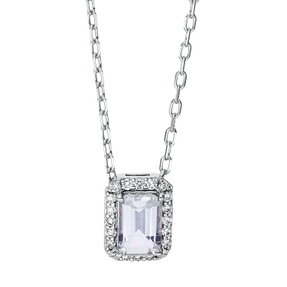 Collier aus 750 Weißgold Amethyst 0,48ct grün 20 Brillanten 0,1ct TW-SI L:45,7cm