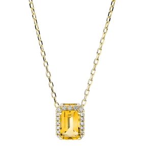 Collier aus 750 Gelbgold Citrin 0,92ct gelb 20 Brillanten 0,08ct TW-SI L:45,7cm