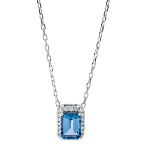 Collier 750 Weißgold Topas 1,22ct London Blue 20 Brillanten 0,08ct TW-SI L:45,7cm