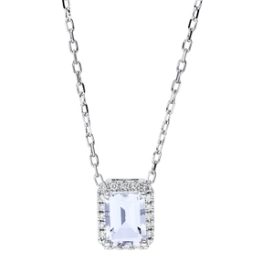 Collier aus 750 Weißgold Amethyst 0,89ct grün 20 Brillanten 0,08ct TW-SI L:45,7cm