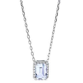Collier aus 750 Weißgold Topas 1,39ct skyblue 20 Brillanten 0,08ct TW-SI L:45,7cm