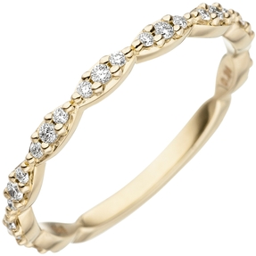 Damen-Ring mit 27 Diamanten Brillanten 0,24 Ct. 585 Gold Gelbgold Goldring