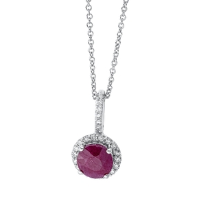 Collier aus 750 Weißgold Rubin 1,09ct rot 23 Brillanten 0,13ct TW-SI L:45,7cm