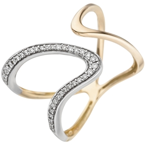 Ring 36 Diamanten Brillanten elegant 2-reihig 585 Gold Gelbgold