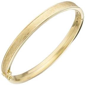 Armreif 54,8x60,7mm Armband Goldarmreif oval teilmattiert 375 Gold Gelbgold Armreif 54,8x60,7mm Armband Goldarmreif oval teilmattiert 375 Gold Gelbgold
