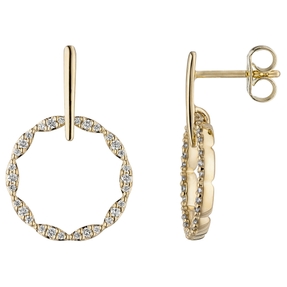 Ohrhänger Hängerstecker Kreis mit 60 Brillanten 585 Gold Gelbgold Ohrringe Damen
