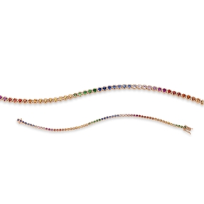 Armband aus 750 Gold Rotgold 64 Saphire 2,56ct mehrfarbig B:2,7mm L:17,8cm