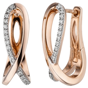 Creolen Ohrringe Ohrschmuck 34 Diamanten Brillanten Schlaufe 585 Gold Rotgold