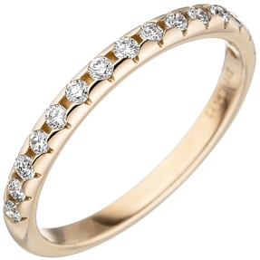 Ring mit 15 Diamanten Brillanten 2,4mm schmal 585 Gold Gelbgold Gelbgold