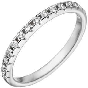 Damen-Ring mit 15 Diamanten Brillanten 2,4mm schmal 585 Gold Weißgold