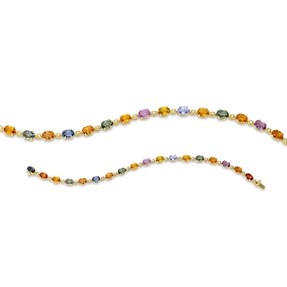 Armband aus 750 Gelbgold 18 Saphire 11,68ct mehrfarbig 18 Brillanten 0,15ct TW-SI Armband aus 750 Gelbgold 18 Saphire 11,68ct mehrfarbig 18 Brillanten 0,15ct TW-SI
