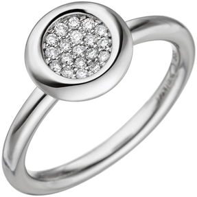 Damen-Ring mit 19 Diamanten Brillanten rund 585 Gold Weißgold Goldring