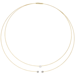 Collier Halskette Kette mit 3 Diamanten Brillanten 2-reihig 750 Gold 42cm Collier Halskette Kette mit 3 Diamanten Brillanten 2-reihig 750 Gold 42cm