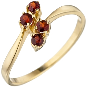 Damen-Ring mit versetzten Granaten rot 375 Gold Gelbgold Goldring Damen Damen-Ring mit versetzten Granaten rot 375 Gold Gelbgold Goldring Damen