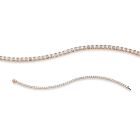 Armband aus 750 Gold Rotgold 57 Brillanten 3,86ct TW-SI B:2,7mm L:17,5cm 4er-Krappe Armband aus 750 Gold Rotgold 57 Brillanten 3,86ct TW-SI B:2,7mm L:17,5cm 4er-Krappe