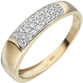Damen-Ring Goldring Fingerschmuck mit weißen Zirkonia 333 Gold Gelbgold