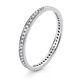 Memoire Ring schmal aus 585 Weißgold 57 Brillanten 0,25ct TW-SI B:1,8mm