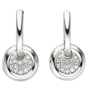 Paar Creolen Ohrringe Ohrschmuck mit 30 Brillanten 585 Gold Weißgold für Damen