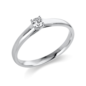 Solitaire Ring aus 750 Gold Weißgold Brillant 0,15ct TW-SI B:2,2mm 4er-Krappe