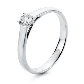 Solitaire Ring aus 585 Gold Weißgold Brillant 0,25ct TW-SI B:2,4mm 4er-Krappe