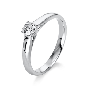 Solitaire Ring aus 750 Gold Weißgold Brillant 0,3ct TW-SI B:2,8mm 4er-Krappe