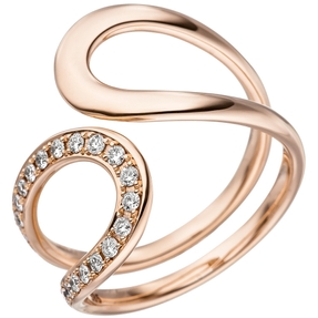 Ring mit 21 Diamanten Brillanten 2-reihig versetzt 585 Gold Rotgold Rotgoldring