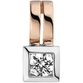 Anhänger mit Zirkonia weiß Quadrat 375 Gold Rotgold bicolor Goldanhänger Anhänger mit Zirkonia weiß Quadrat 375 Gold Rotgold bicolor Goldanhänger