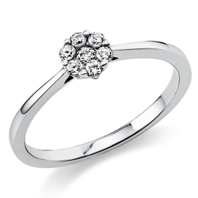Ring Blume aus 750 Gold Weißgold 7 Brillanten 0,17ct TW-SI B:5,3mm
