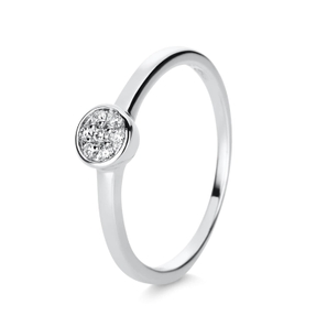 Ring aus 585 Gold Weißgold 7 Brillanten 0,09ct TW-SI B:1,8mm Zarge
