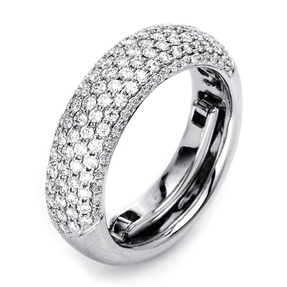 Pavé Ring aus 750 Gold Weißgold 133 Brillanten 1,01ct TW-SI B:6,4mm