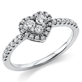 Ring Herz aus 750 Gold Weißgold 36 Brillanten 0,4ct TW-SI B:7,4mm