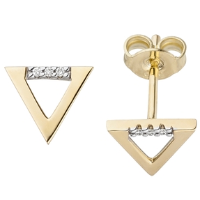 Ohrstecker Ohrringe Dreiecke mit je 3 Diamanten Brillanten 585 Gold Gelbgold Ohrstecker Ohrringe Dreiecke mit je 3 Diamanten Brillanten 585 Gold Gelbgold