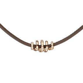 Collier Leder taupe mit Spirale 47 Diamanten Brillanten 585 Gold Rotgold 45cm Collier Leder taupe mit Spirale 47 Diamanten Brillanten 585 Gold Rotgold 45cm