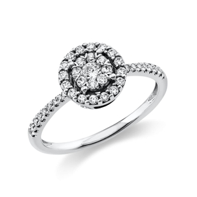 Ring aus 750 Weißgold 40 Brillanten 0,3ct TW-SI 1 Brillant 0,08ct TW-SI Ø8mm
