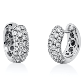 Pavé Creolen aus 750 Weißgold 60 Brillanten 0,87ct TW-VSI 12,7x4,7mm