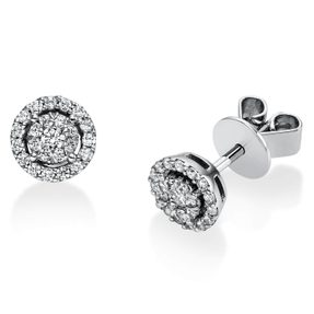 Ohrstecker rund aus 750 Gold Weißgold 48 Diamanten 0,26ct TW-SI Ø6,4mm