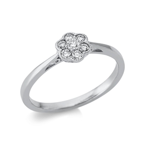 Ring Blume aus 750 Gold Weißgold 7 Brillanten 0,2ct TW-SI B:6,3mm