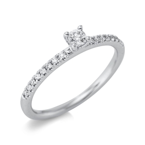 Ring aus 750 Weißgold 16 Brillanten 0,1ct TW-SI 1 Brillant 0,1ct TW-SI B:3,4mm