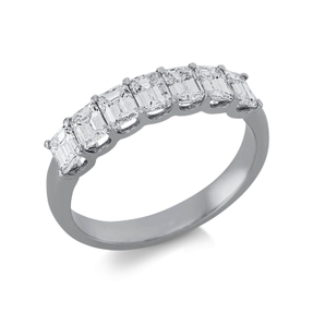Halb-Memoire Ring aus 750 Weißgold 7 Diamanten Smaragd-Schliff 1,39ct TW-VSI/SI